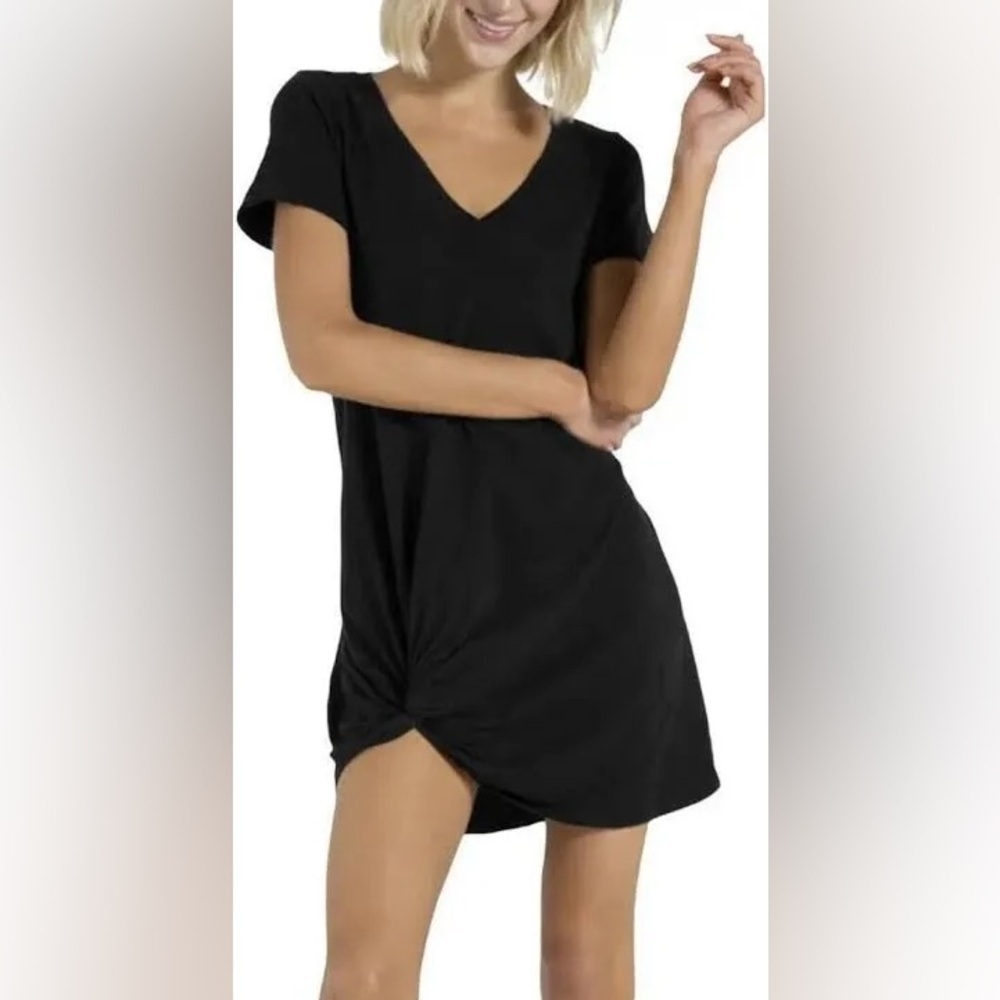 NWT N:Philanthropy Leonardo Knot Front Short Sleeve Shirt Dress Black XS